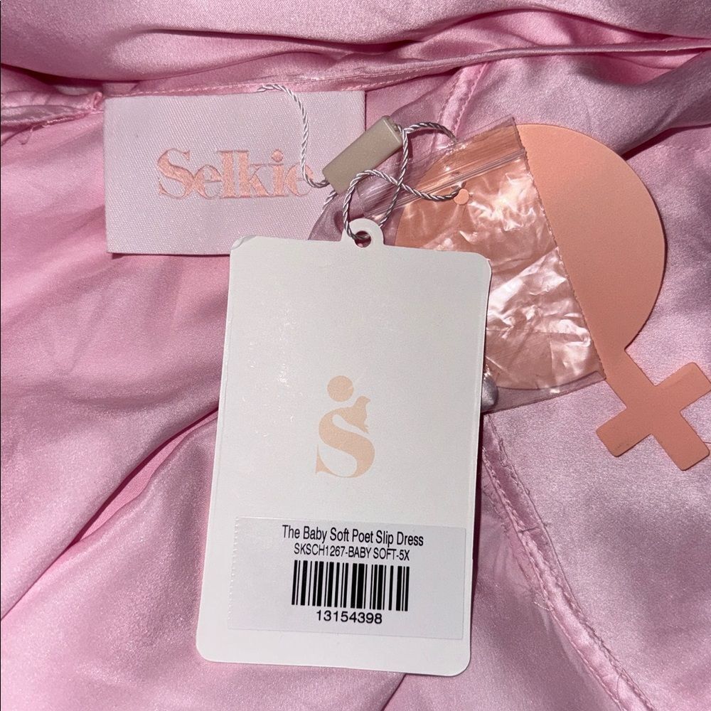 NWT SELKIE The Baby Soft Poet Slip Dress Size 5X Revolve Silk Revolve Baby Pink - Picture 14 of 16